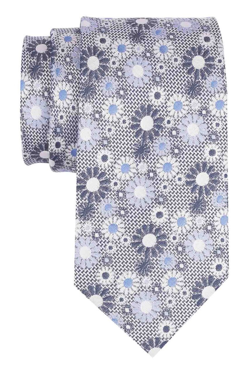 Grey Floral Silk Necktie for Men