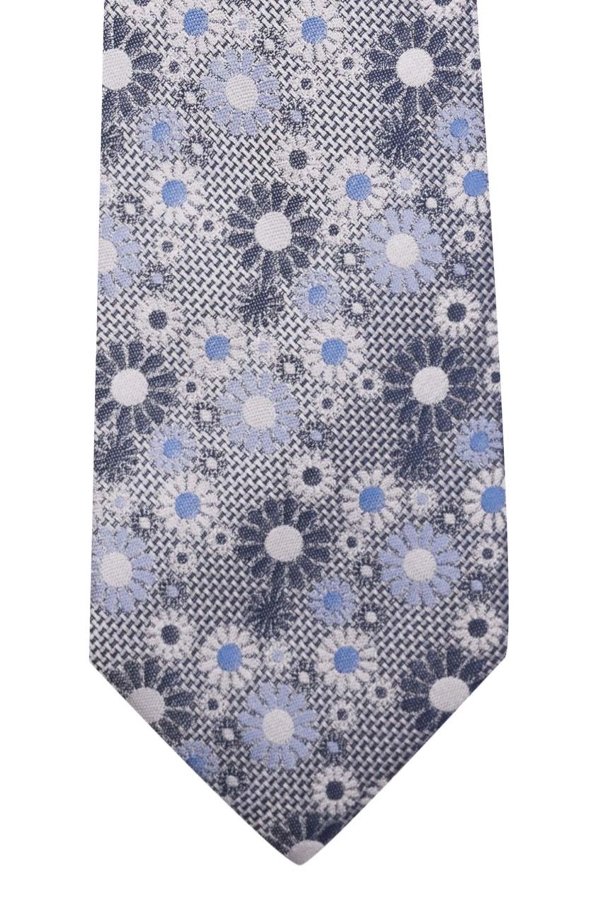 Grey Floral Silk Necktie for Men