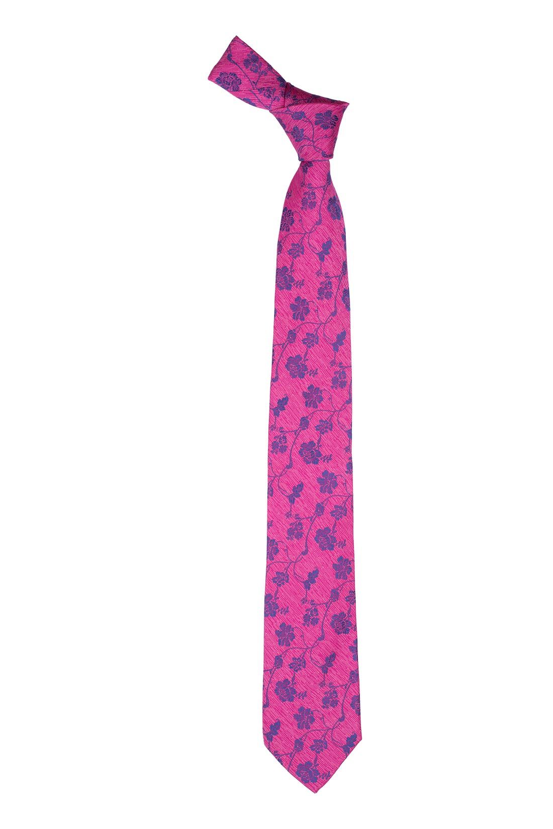 Pink Floral Silk Necktie for Men
