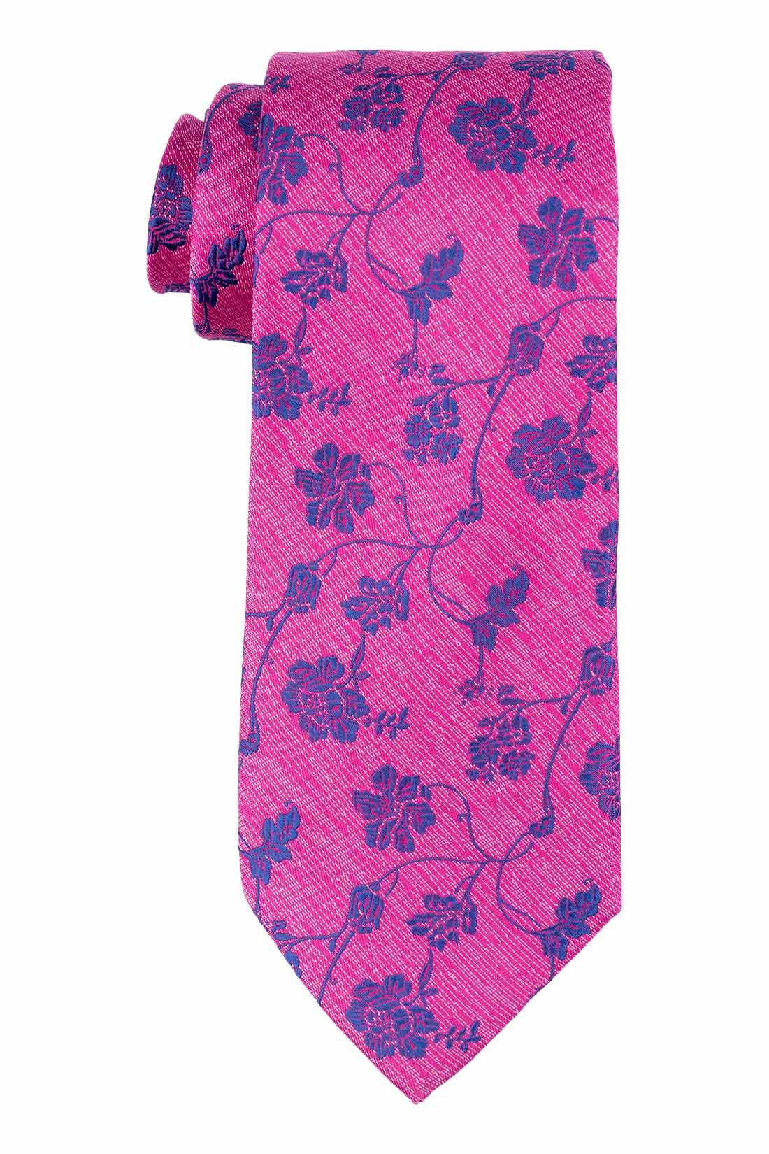 Pink Floral Silk Necktie for Men