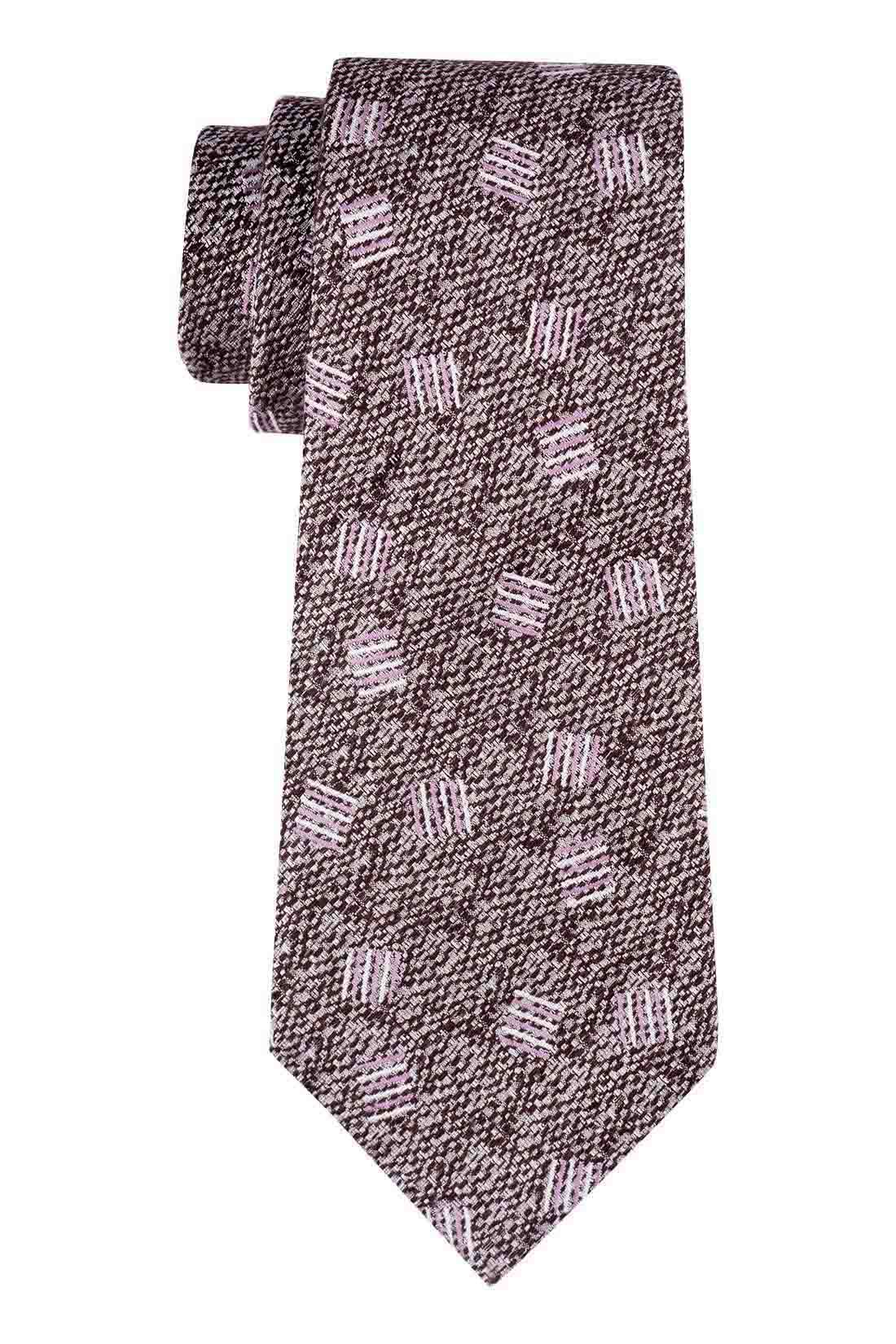 Cream and Pink Floral Silk Necktie for Men