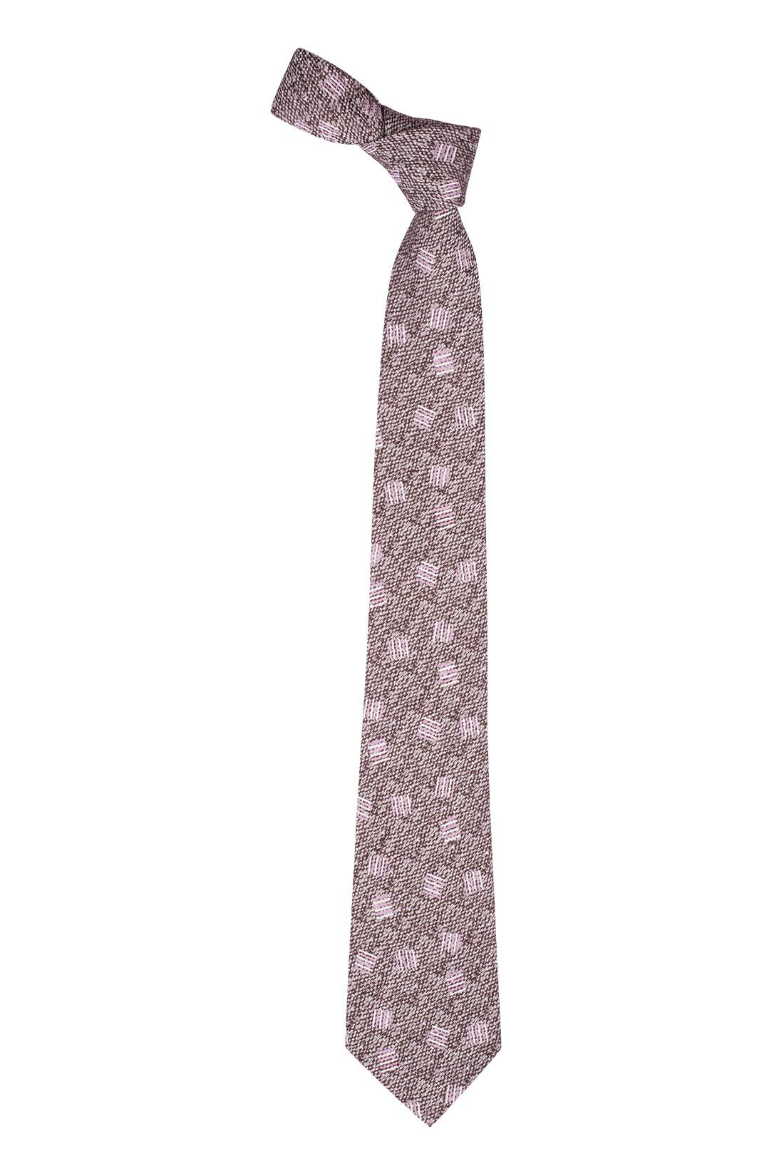 Cream and Pink Floral Silk Necktie for Men