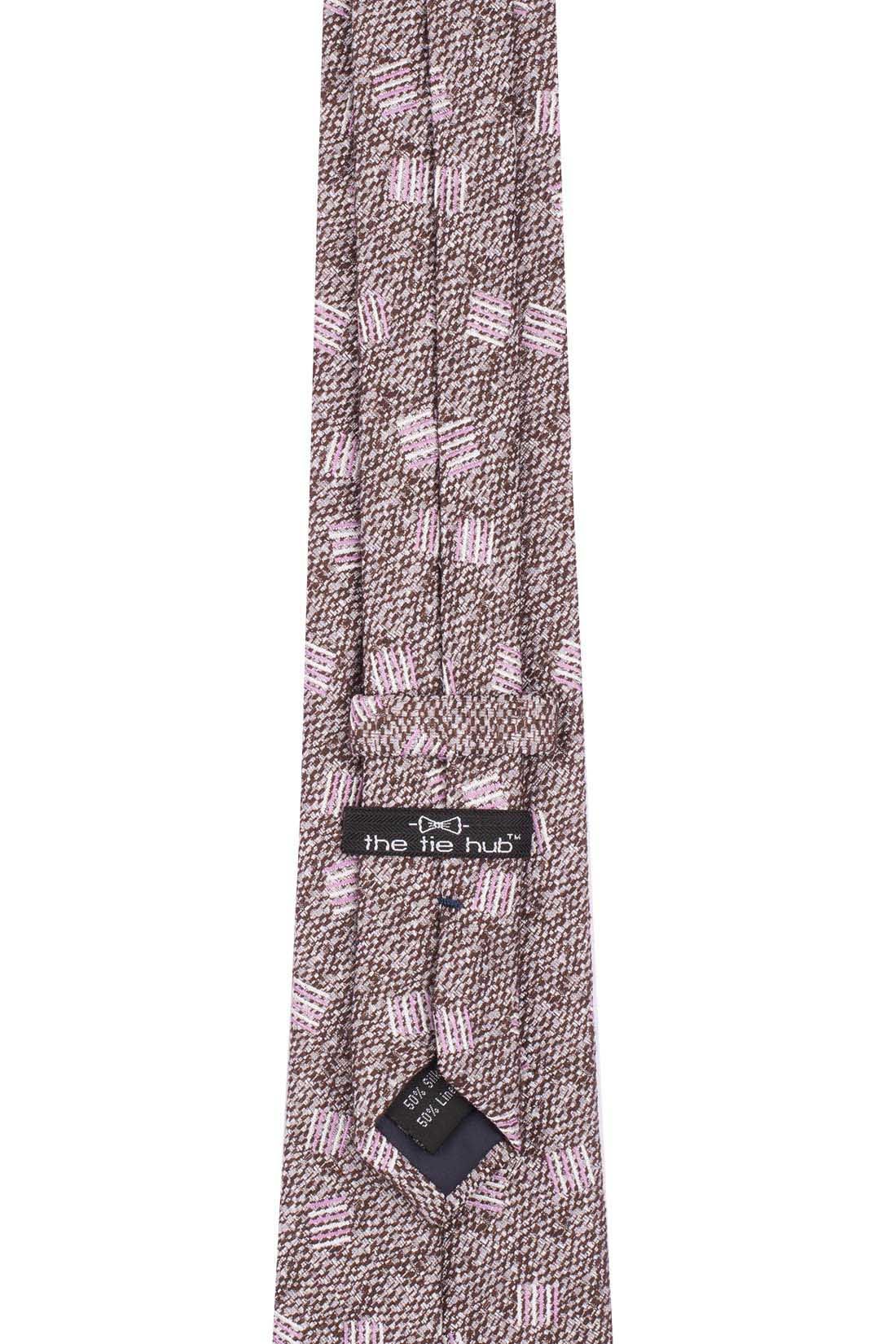 Cream and Pink Floral Silk Necktie for Men