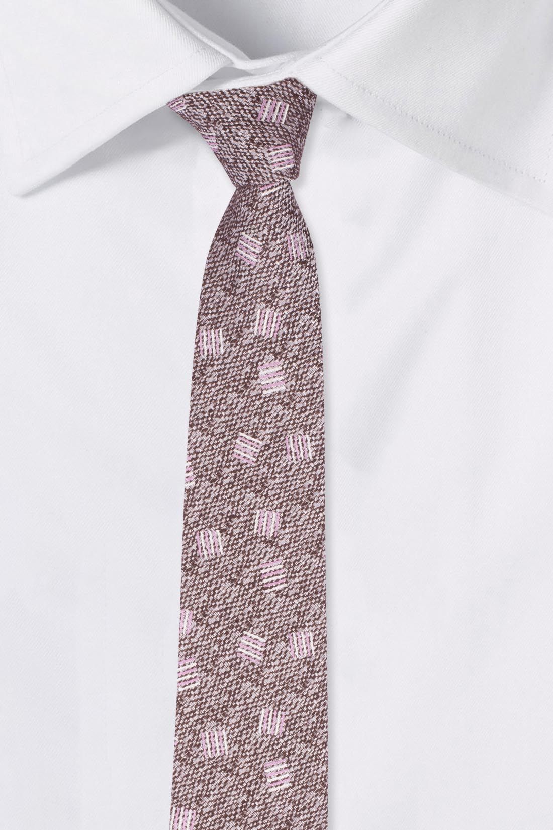 Cream and Pink Floral Silk Necktie for Men