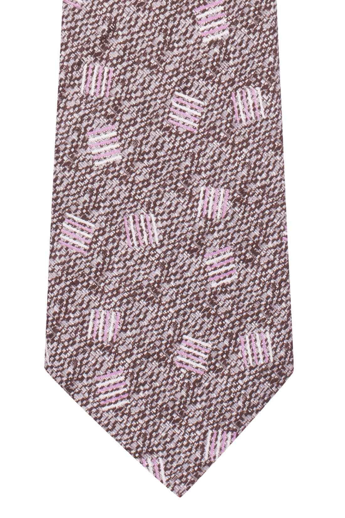 Cream and Pink Floral Silk Necktie for Men