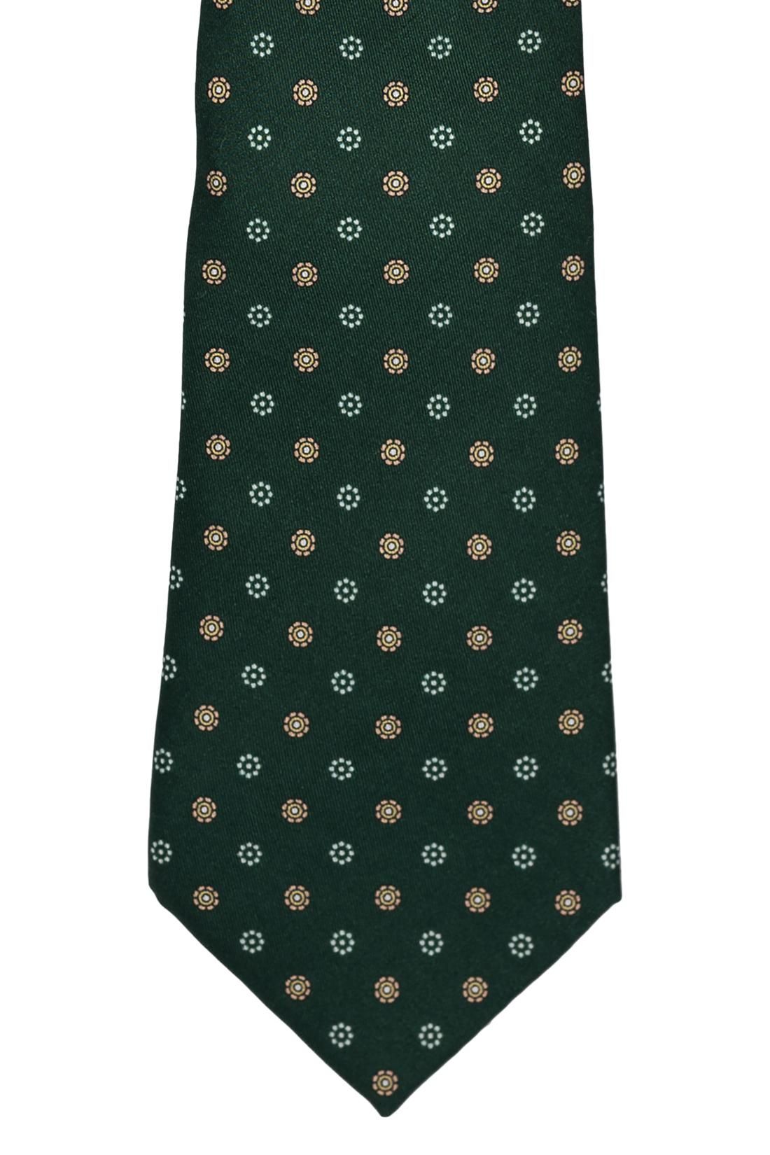 Green with Yellow Floral Silk Necktie for Men