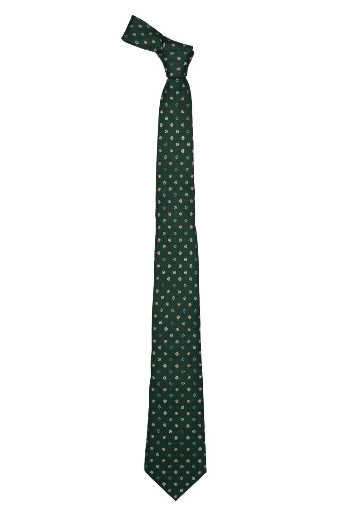 Green with Yellow Floral Silk Necktie for Men