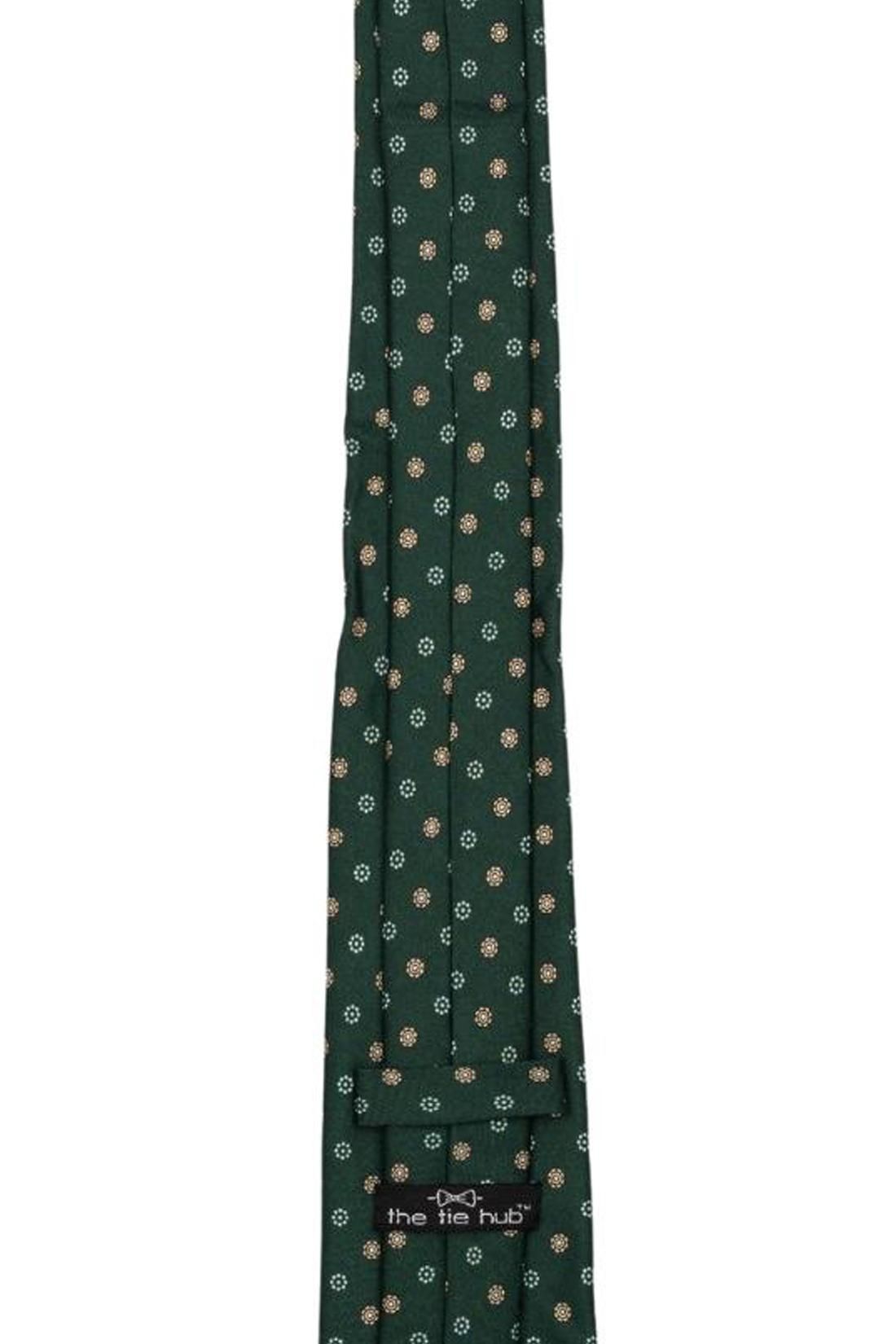 Green with Yellow Floral Silk Necktie for Men