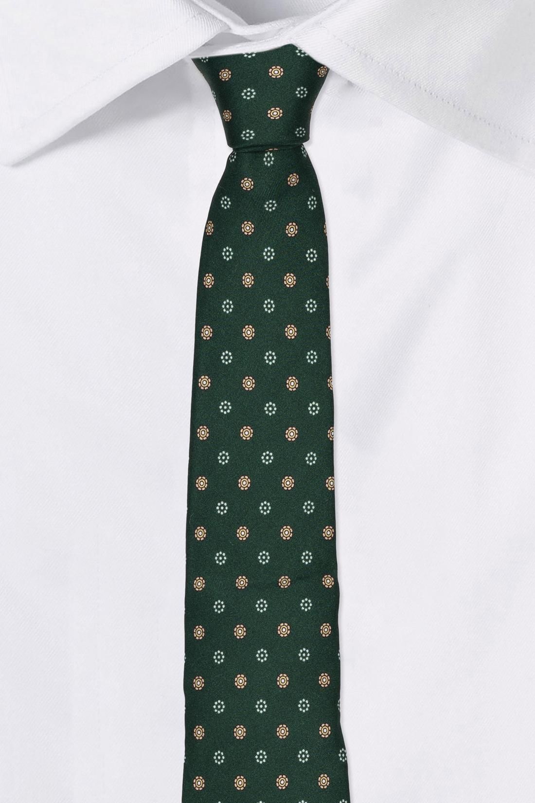 Green with Yellow Floral Silk Necktie for Men