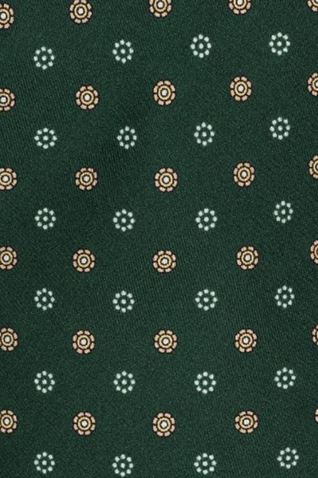 Green with Yellow Floral Silk Necktie for Men