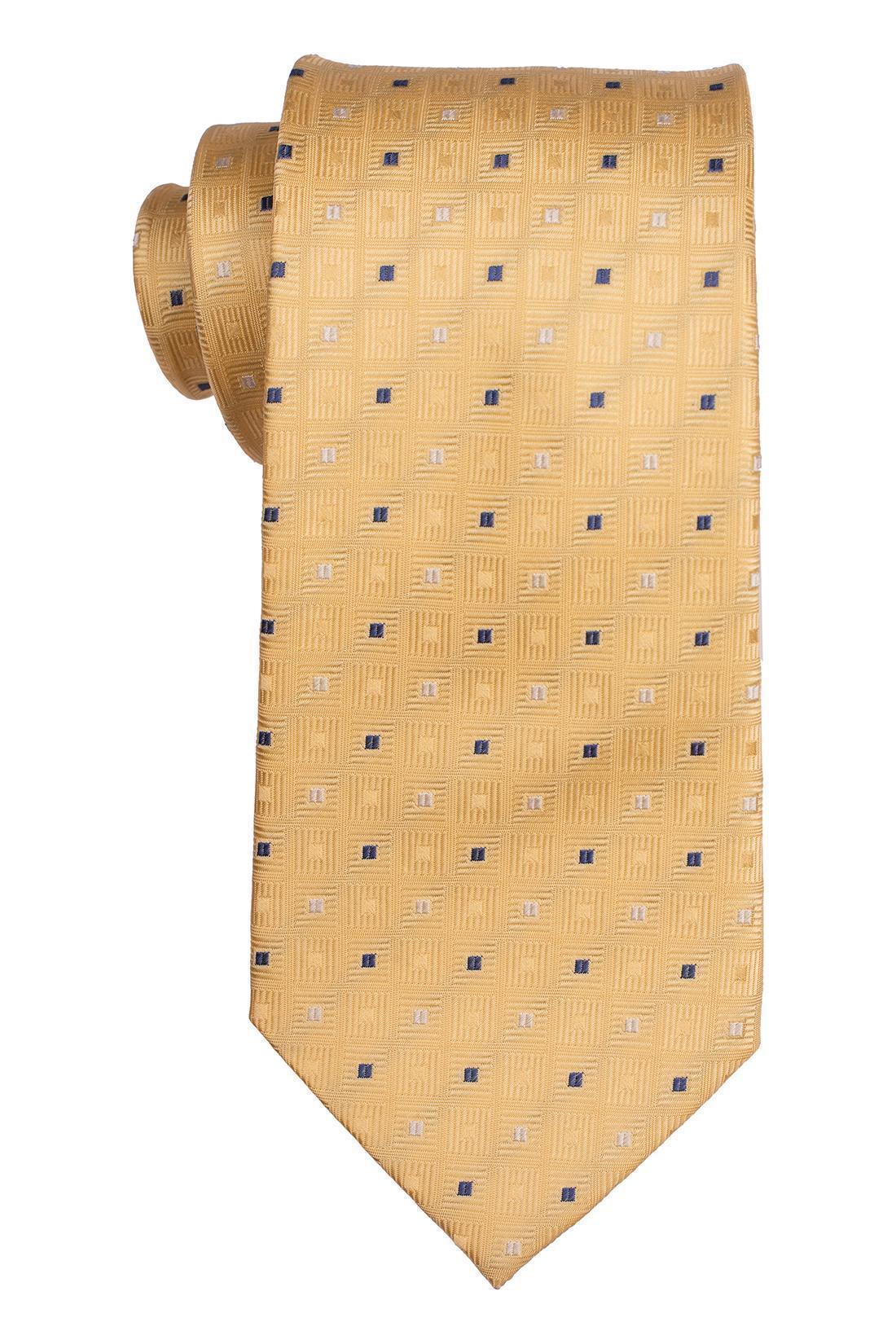 Yellow Geometric Silk Necktie for Men