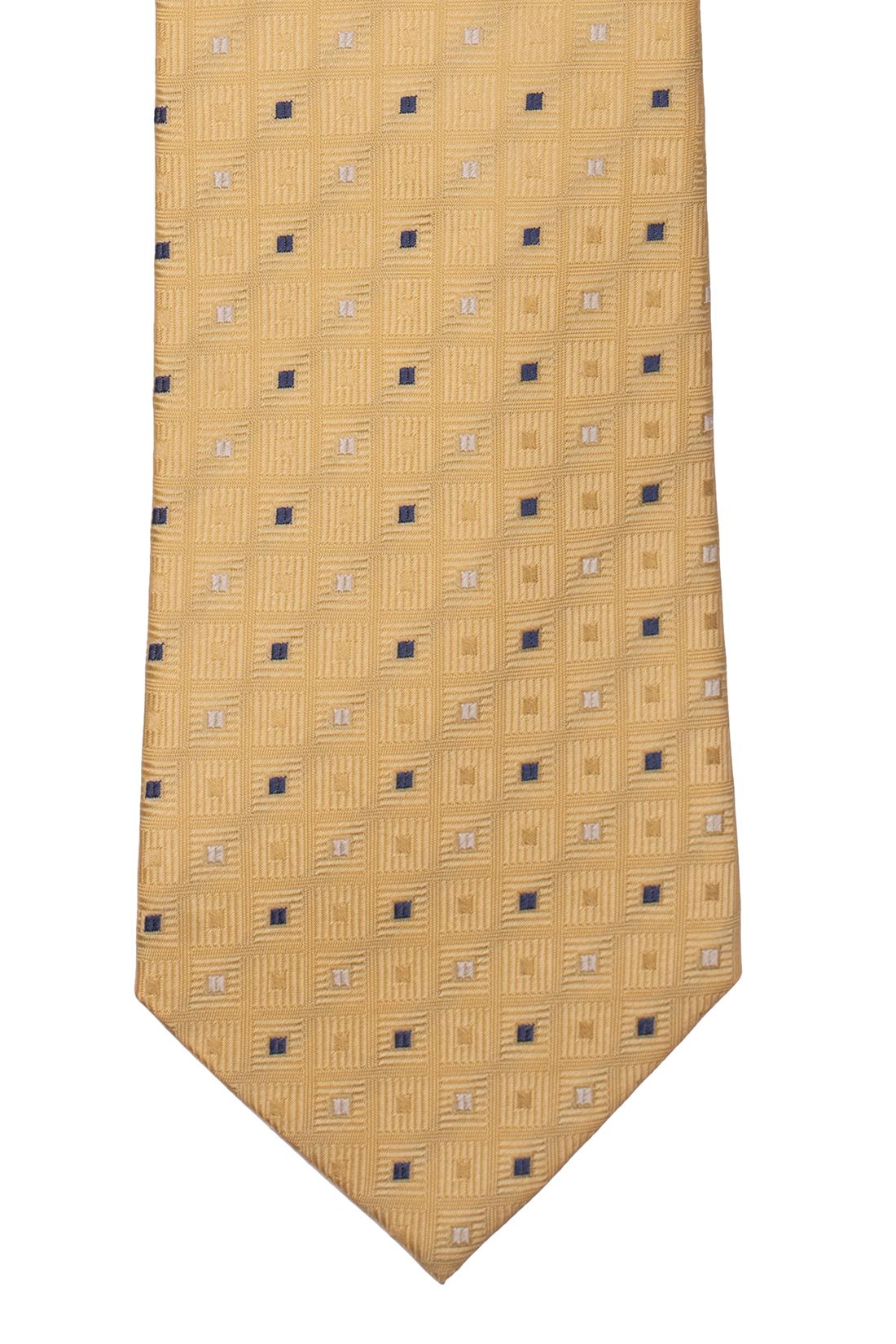 Yellow Geometric Silk Necktie for Men