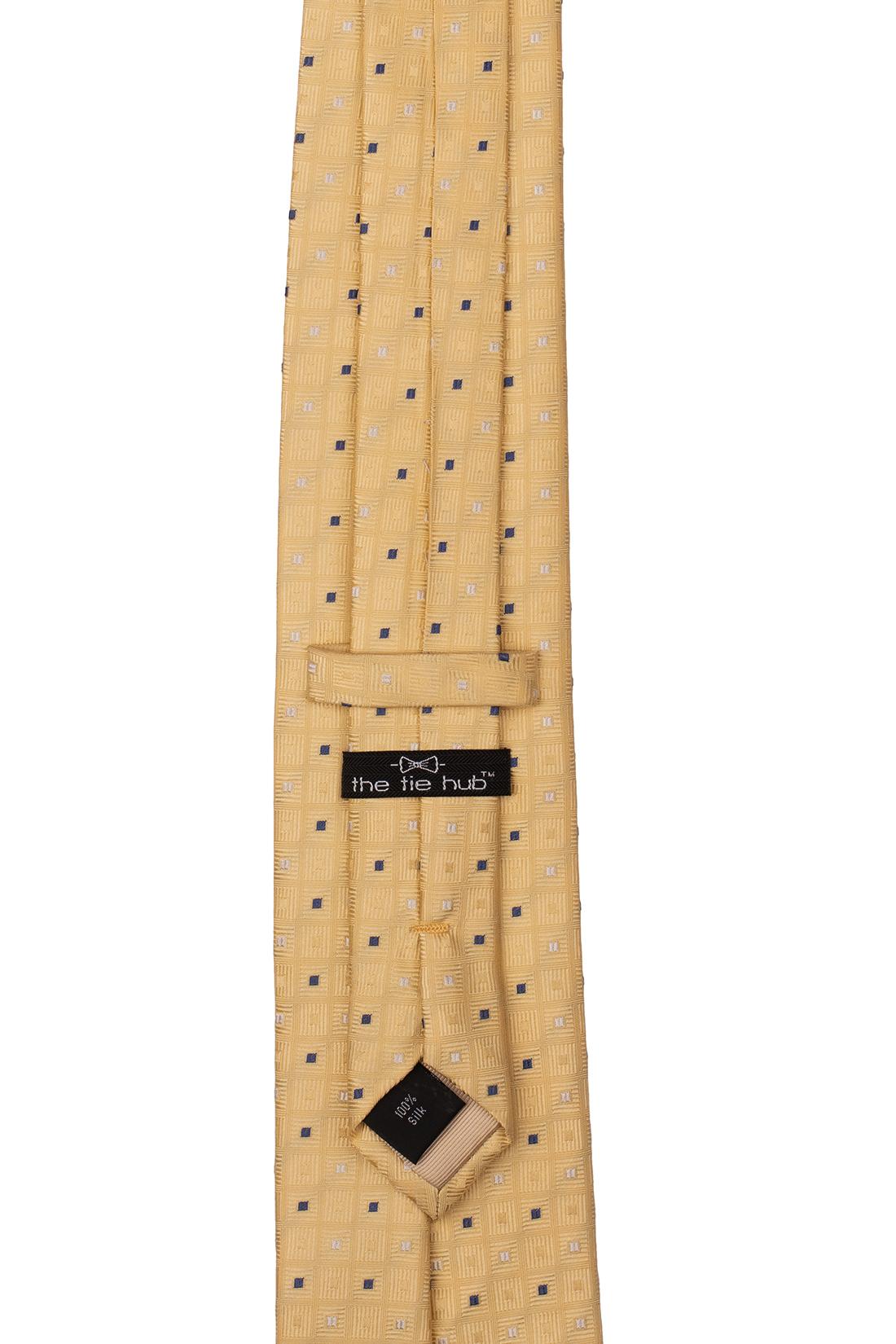 Yellow Geometric Silk Necktie for Men
