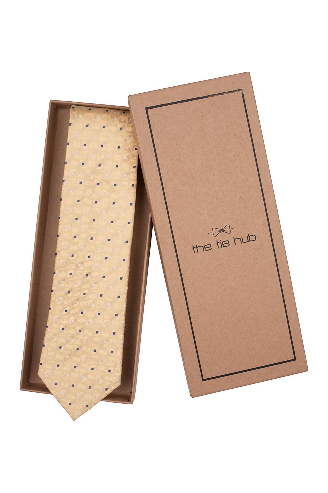 Yellow Geometric Silk Necktie for Men