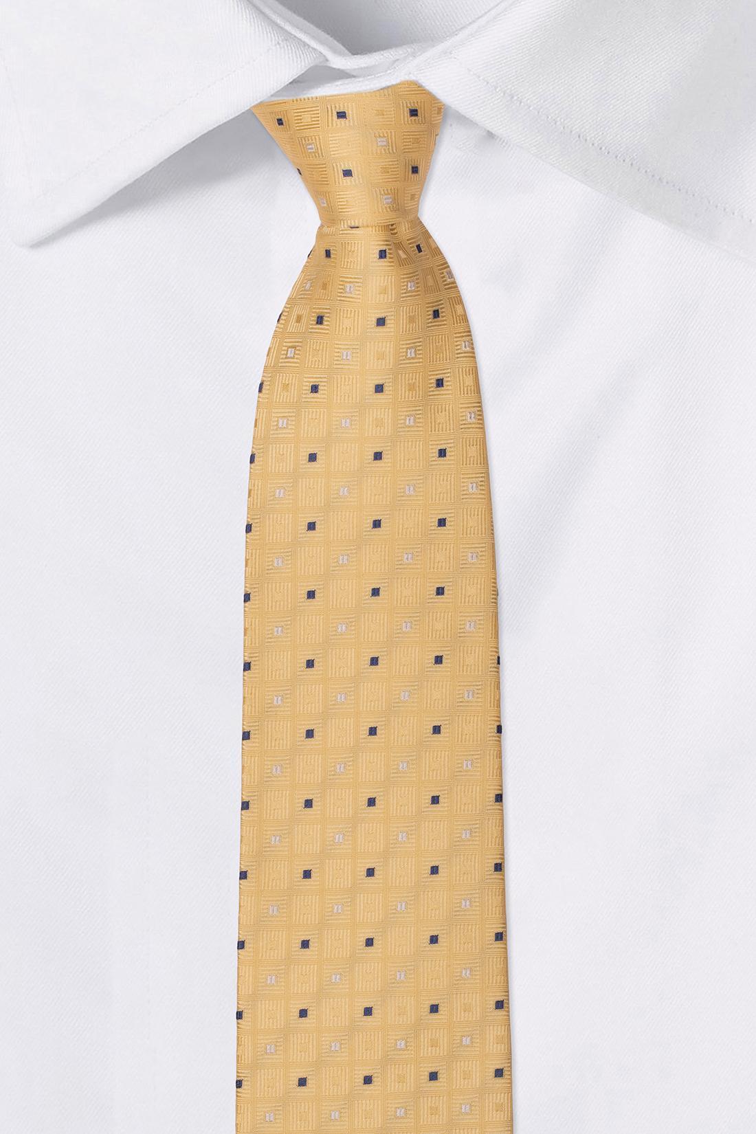 Yellow Geometric Silk Necktie for Men