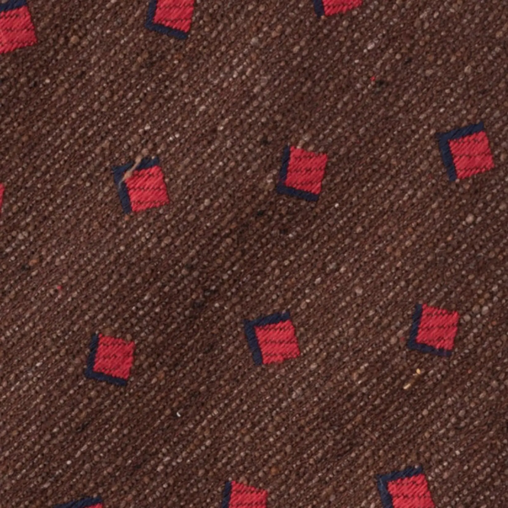 Brown with Red Geometric Silk Necktie for Men