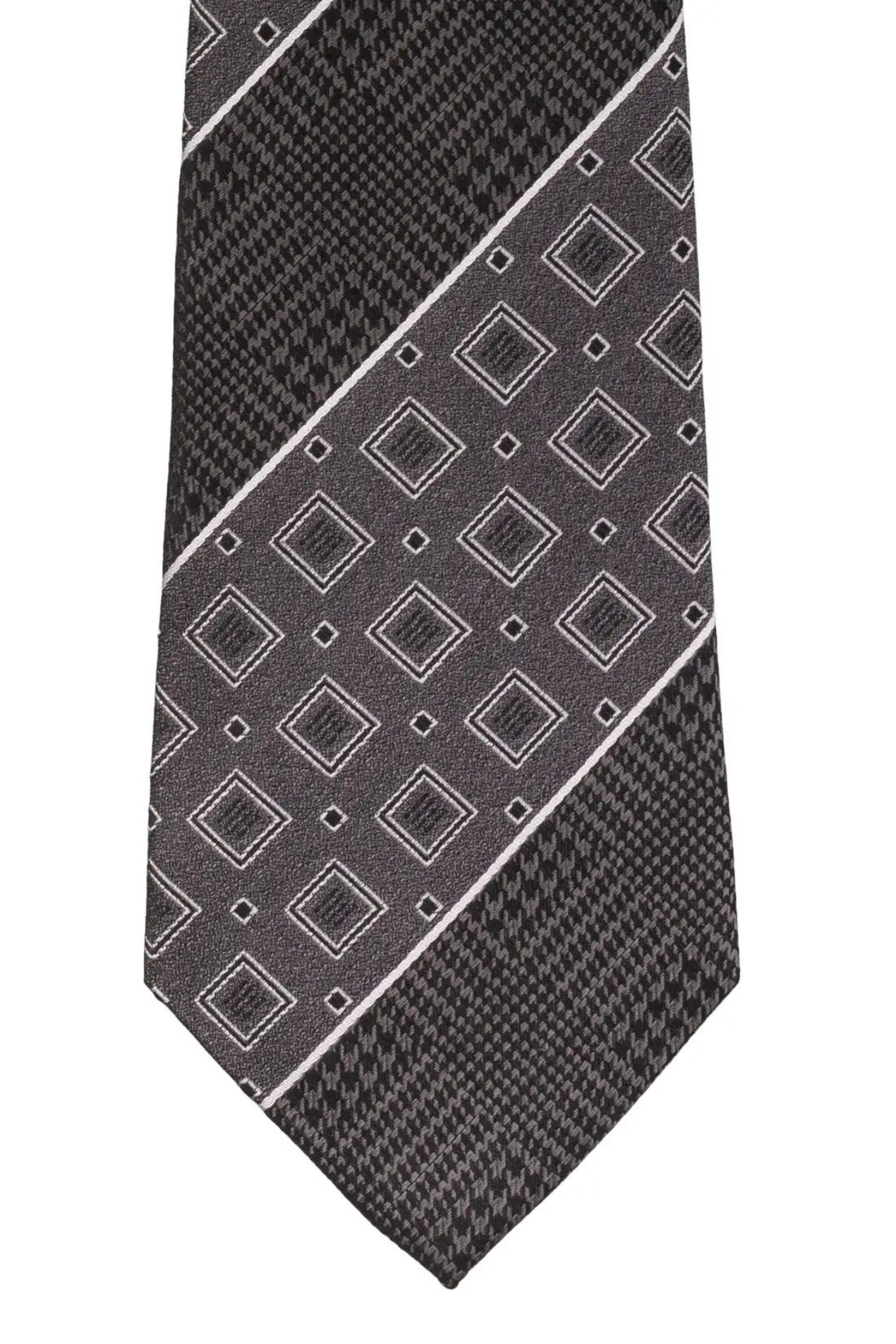 Grey Geometric Silk Necktie for Men