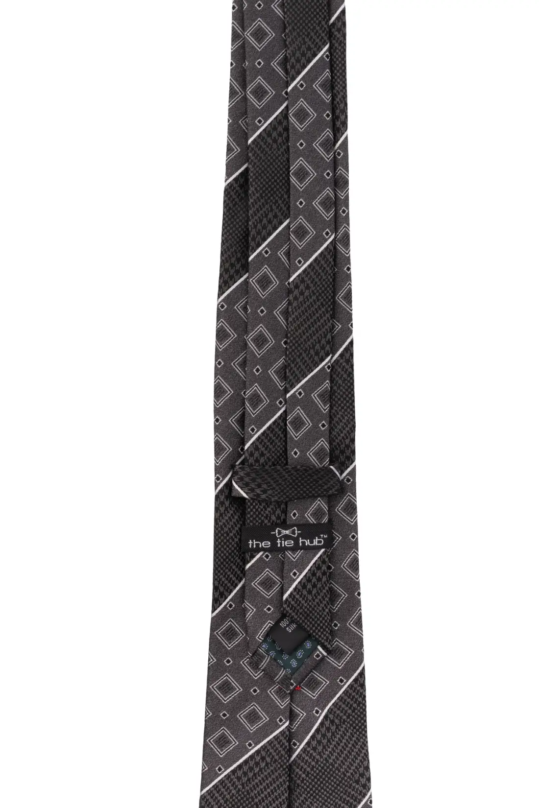 Grey Geometric Silk Necktie for Men
