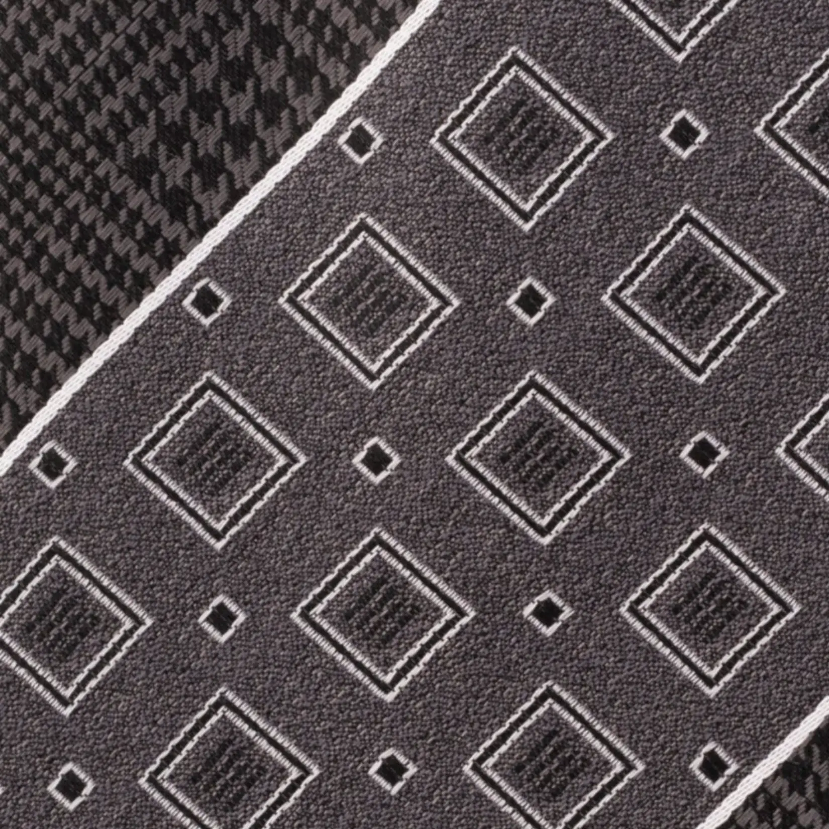 Grey Geometric Silk Necktie for Men
