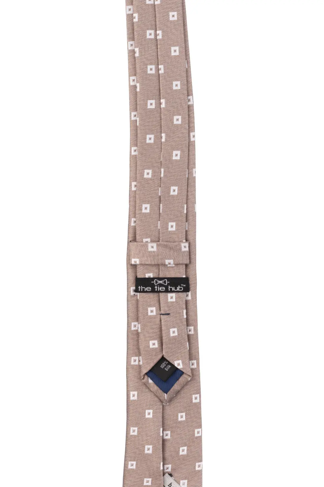 Brown with White Geometric Silk Necktie for Men