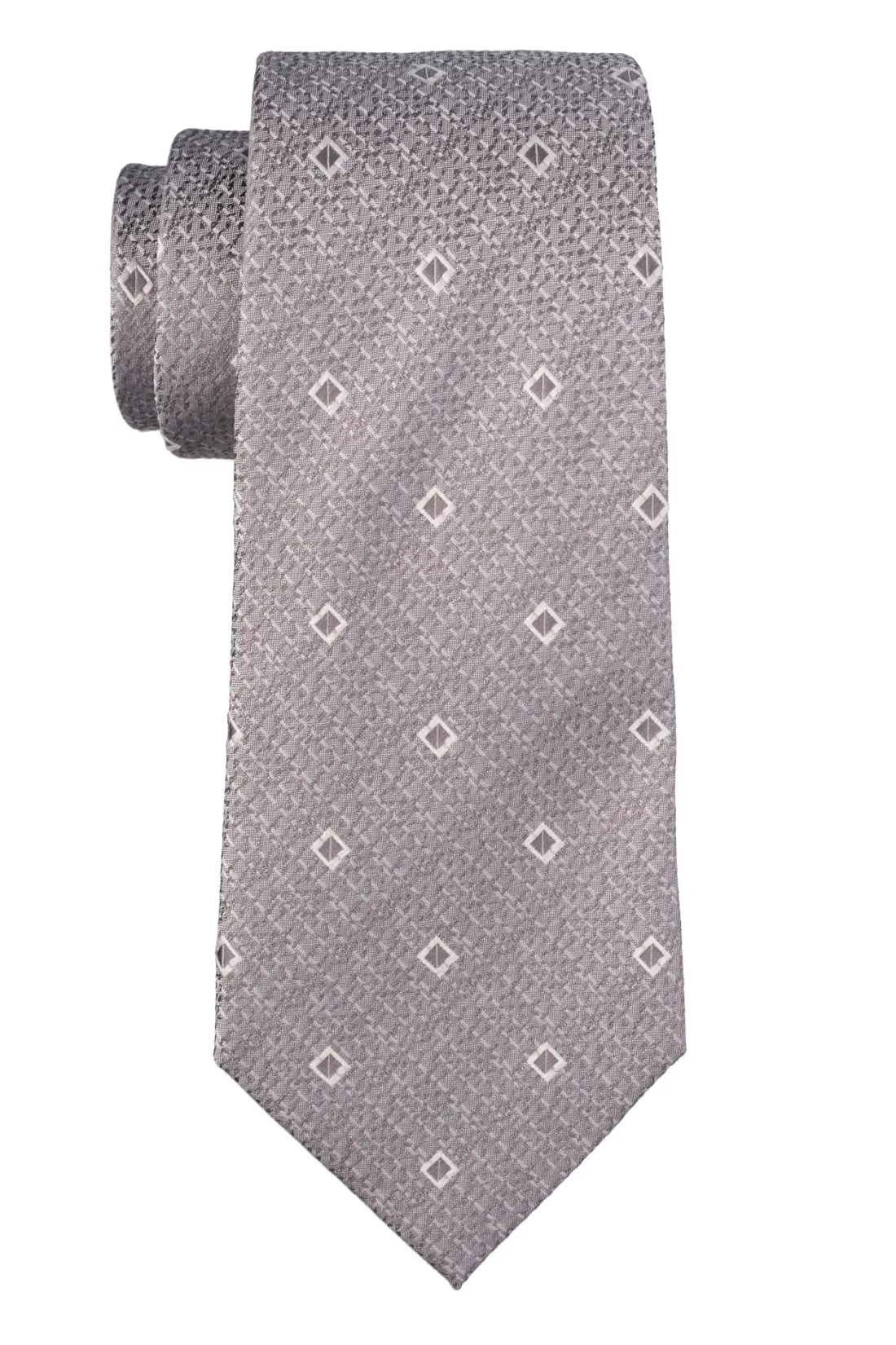 Grey Geometric Silk Necktie for Men