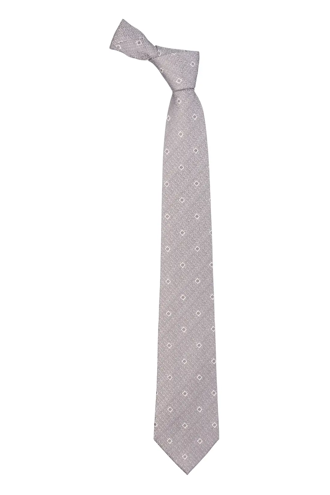 Grey Geometric Silk Necktie for Men