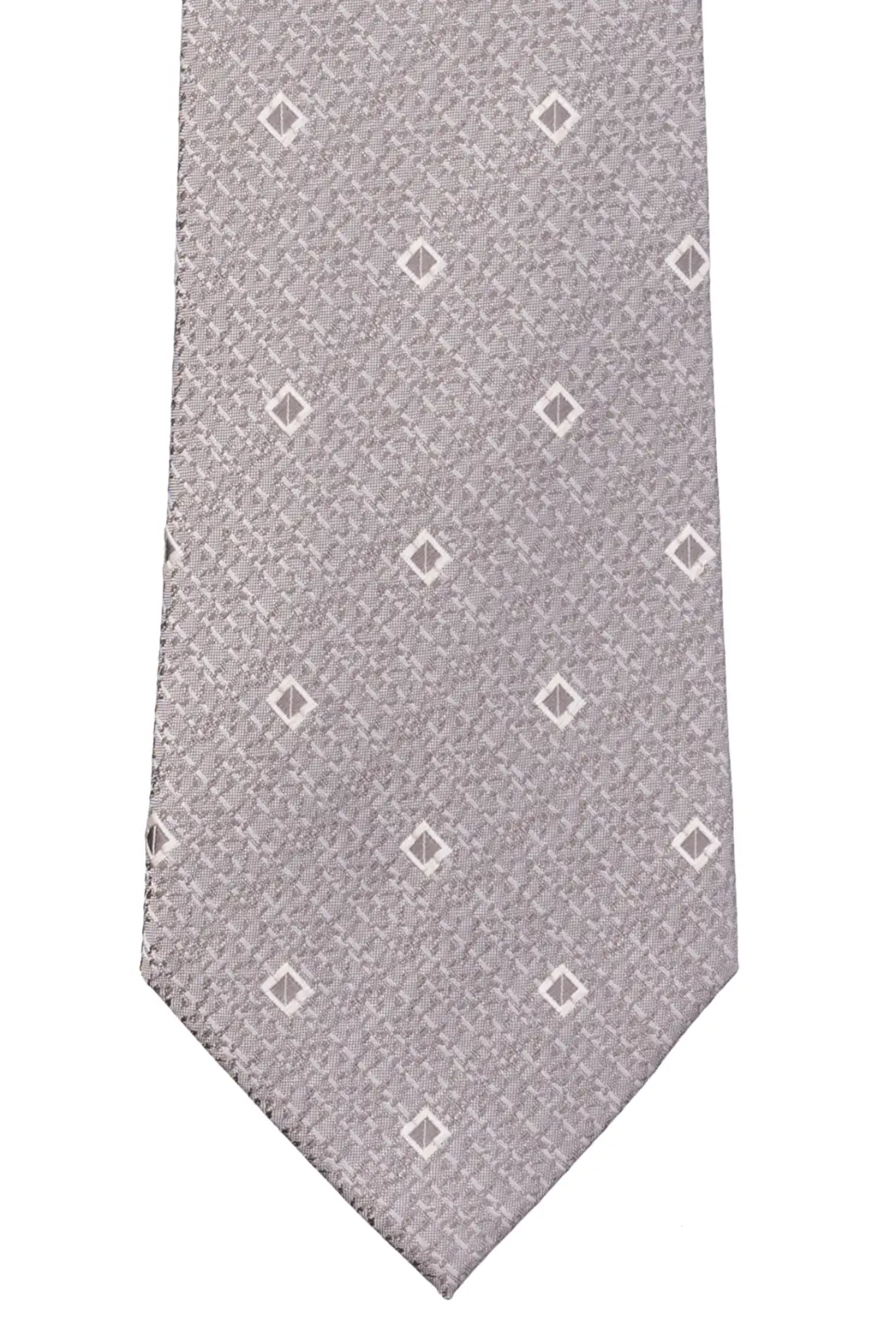 Grey Geometric Silk Necktie for Men