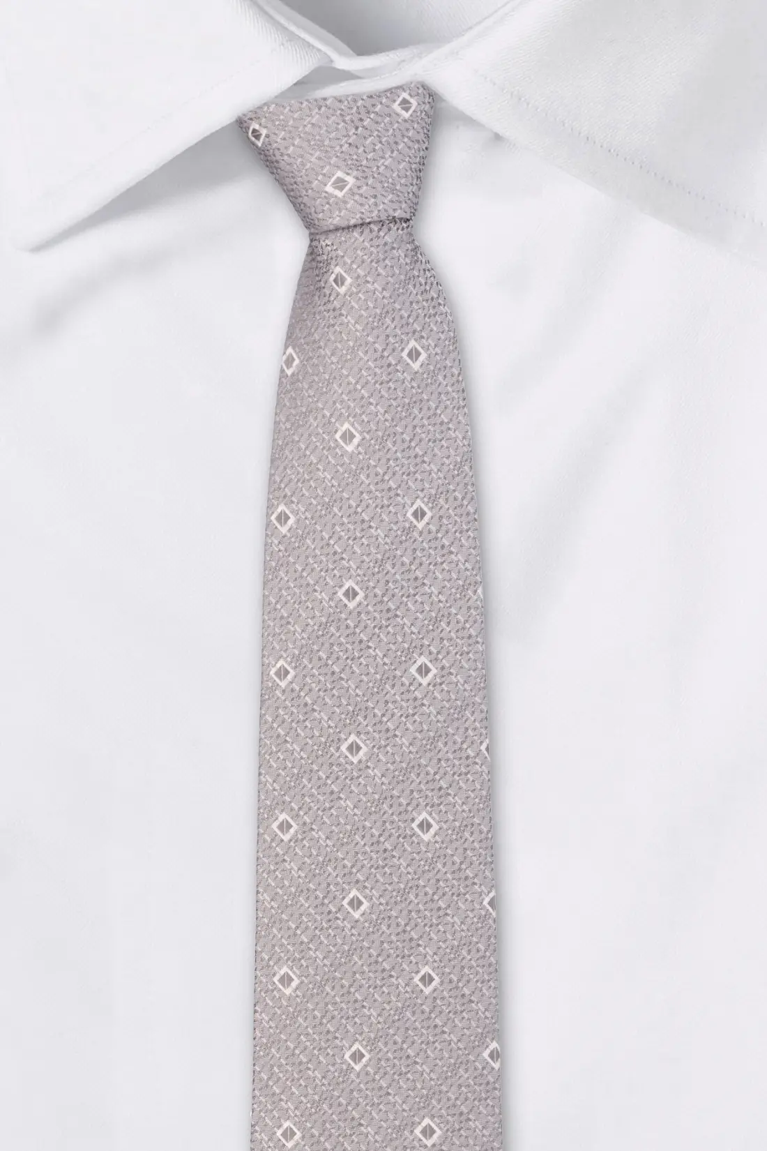 Grey Geometric Silk Necktie for Men