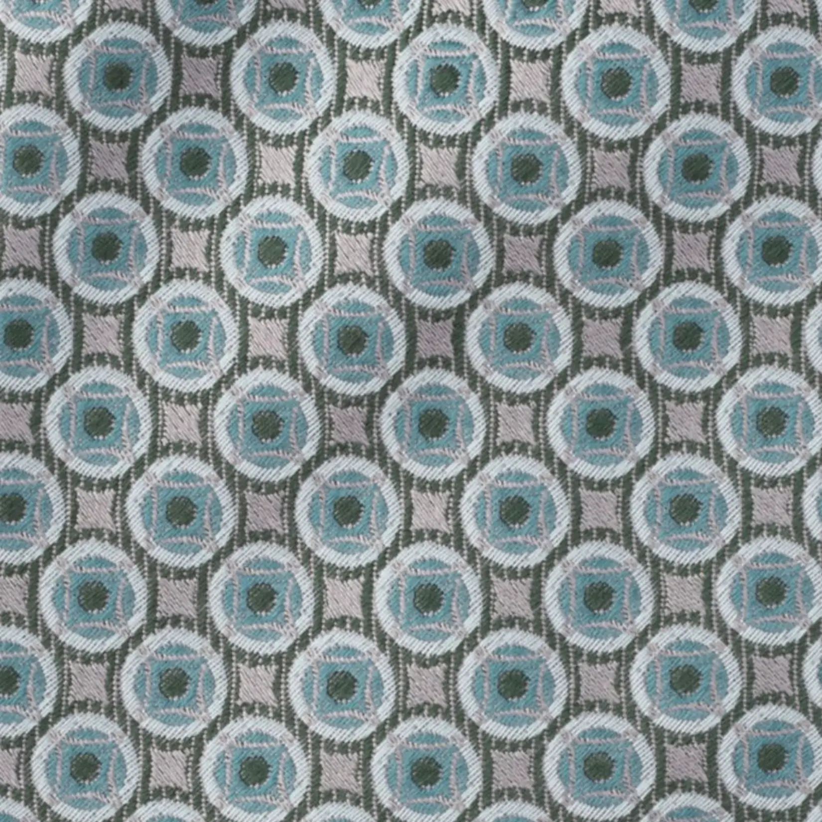 Grey with Mint Green Geometric Silk Necktie for Men