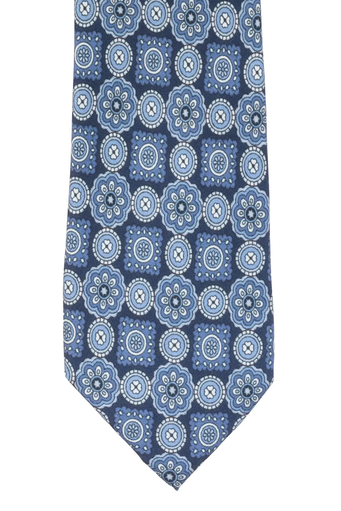 Blue Geometric Silk Necktie for Men