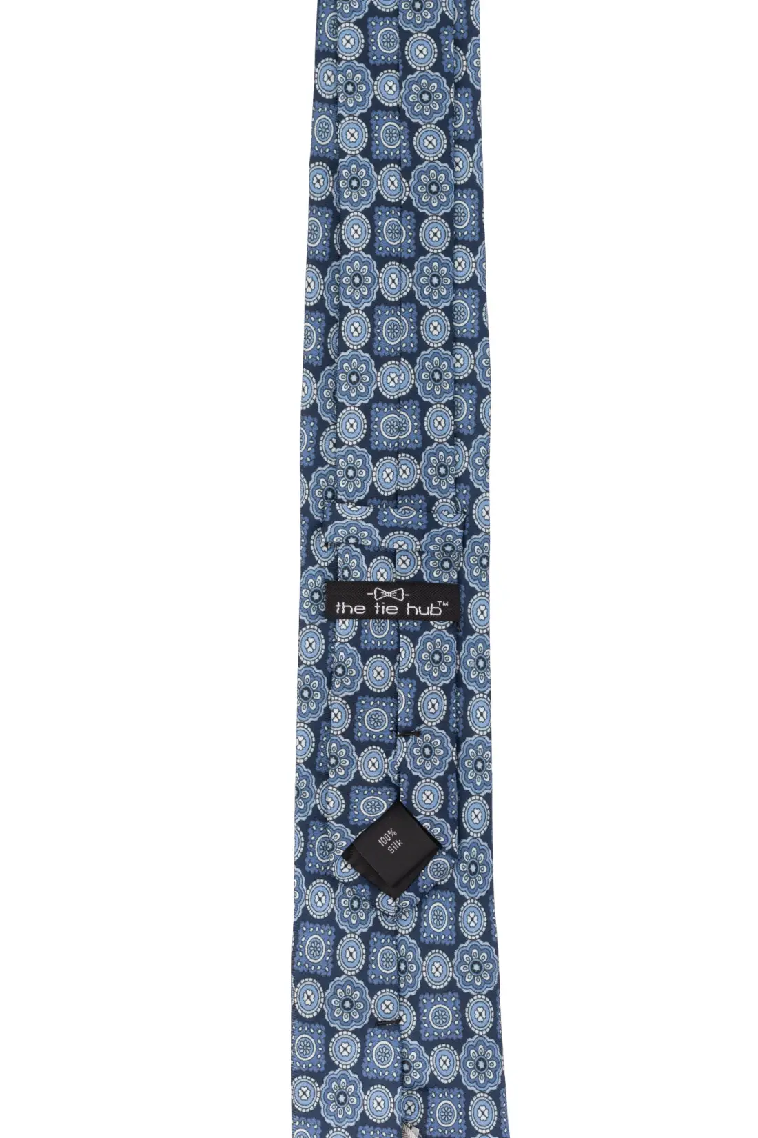 Blue Geometric Silk Necktie for Men