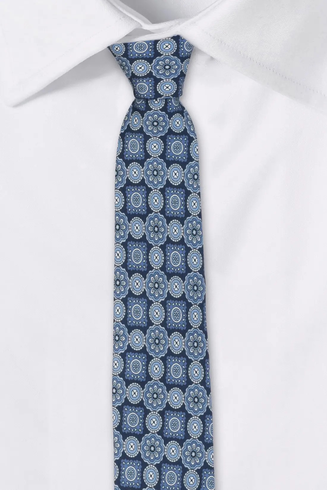 Blue Geometric Silk Necktie for Men