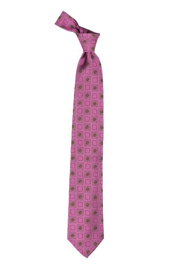 Pink Geometric Silk Necktie for Men