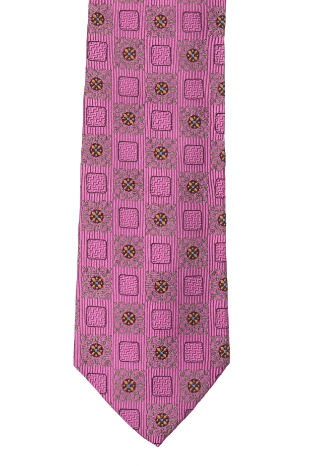 Pink Geometric Silk Necktie for Men