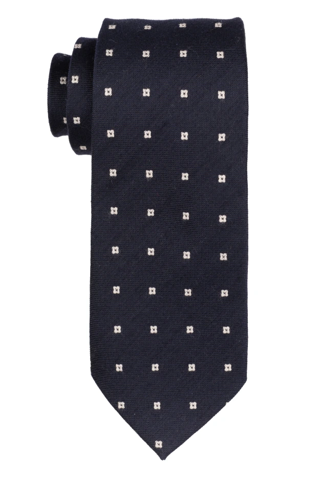 Navy Blue Geometric Silk Necktie for Men