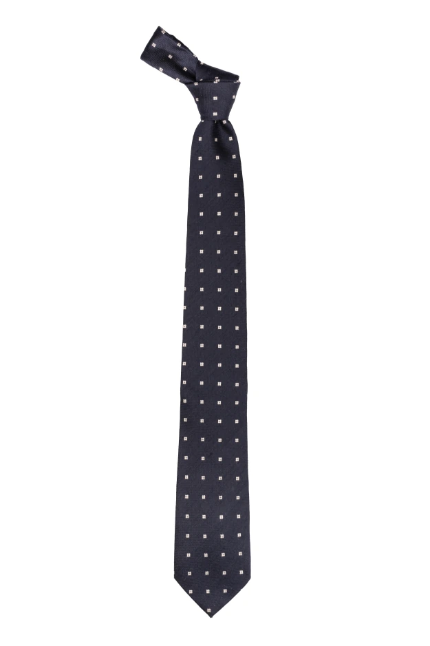 Navy Blue Geometric Silk Necktie for Men