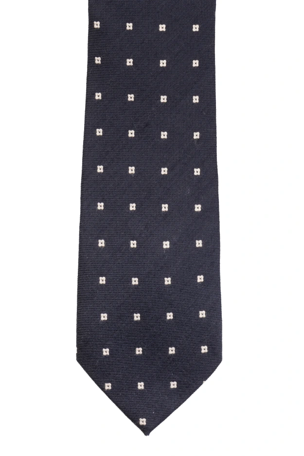 Navy Blue Geometric Silk Necktie for Men