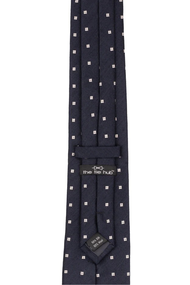 Navy Blue Geometric Silk Necktie for Men