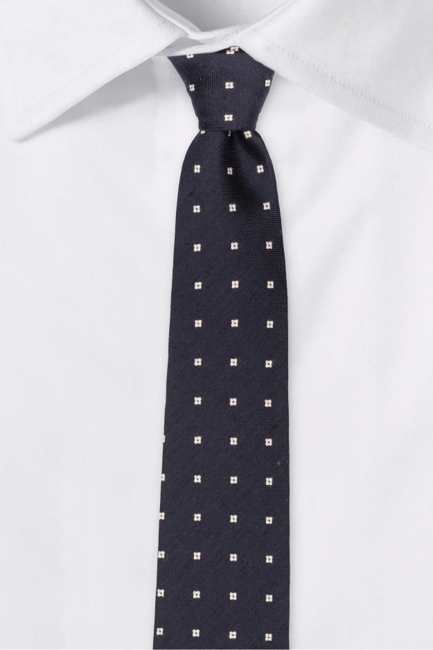 Navy Blue Geometric Silk Necktie for Men