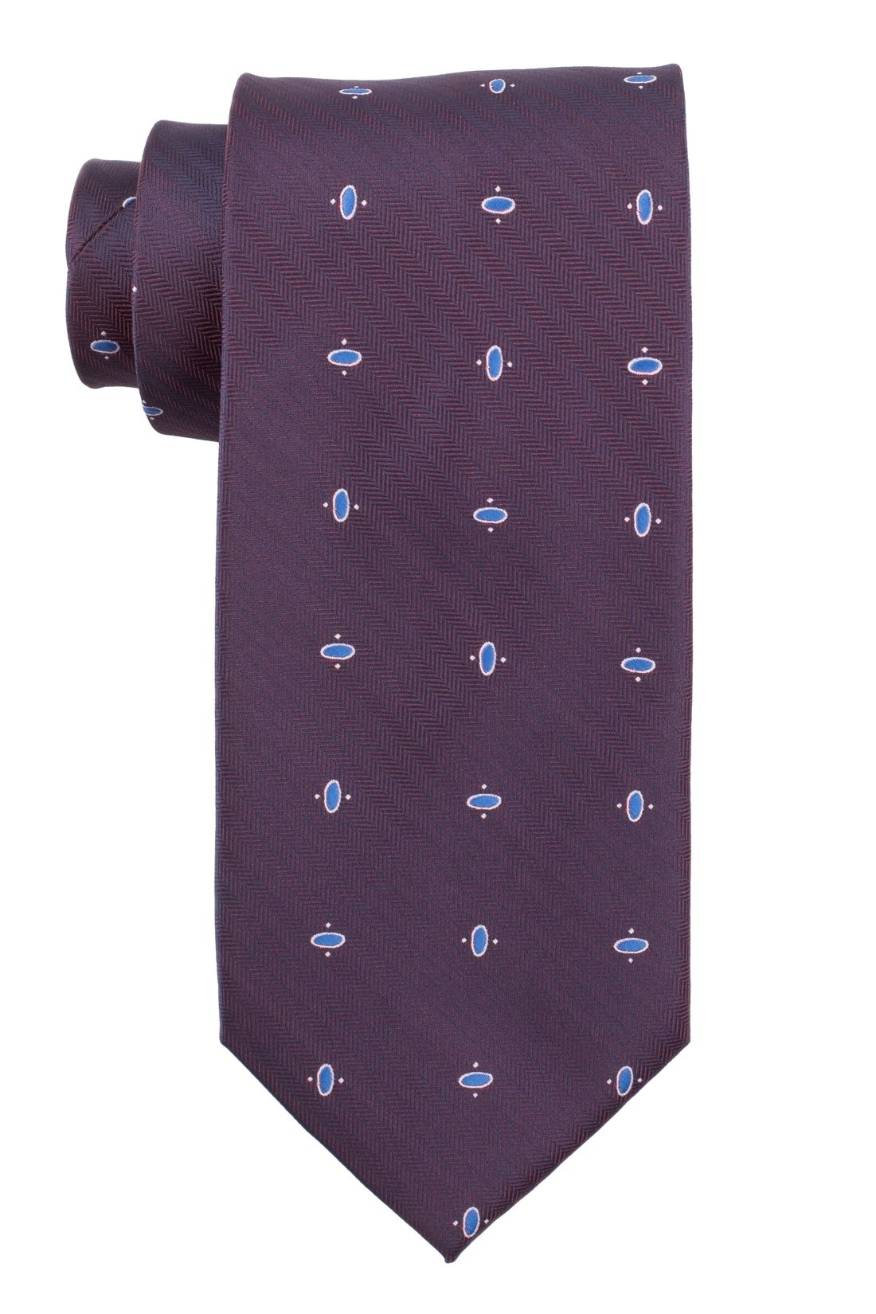 Purple Geometric Silk Necktie for Men