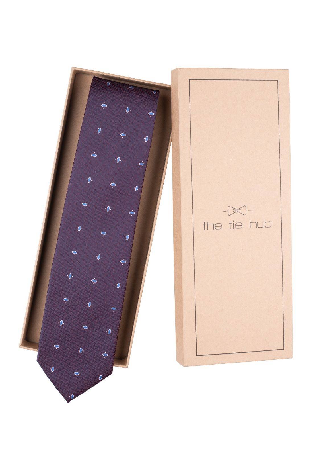 Purple Geometric Silk Necktie for Men
