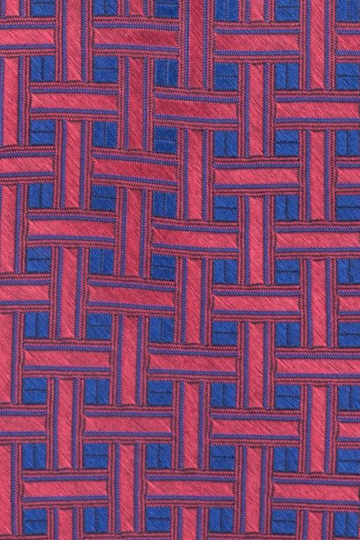 Pink with Blue Geometric Silk Necktie for Men