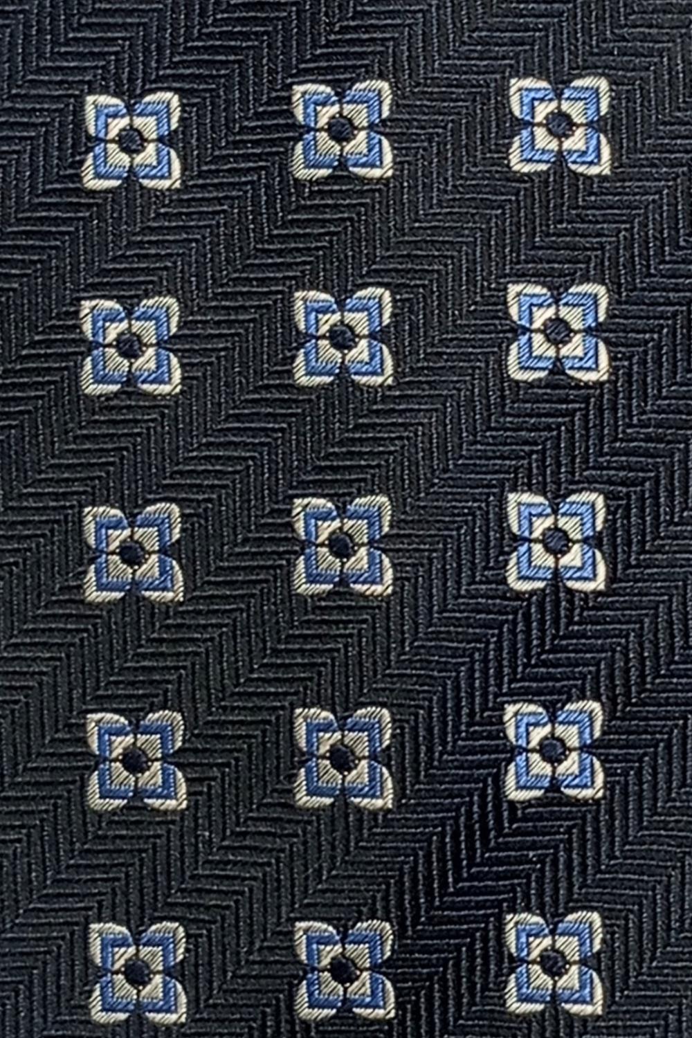 Navy Blue Geometric Silk Necktie for Men