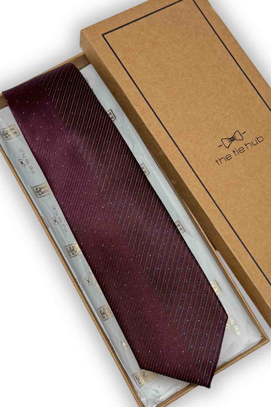 Burgundy Geometric Silk Necktie for Men