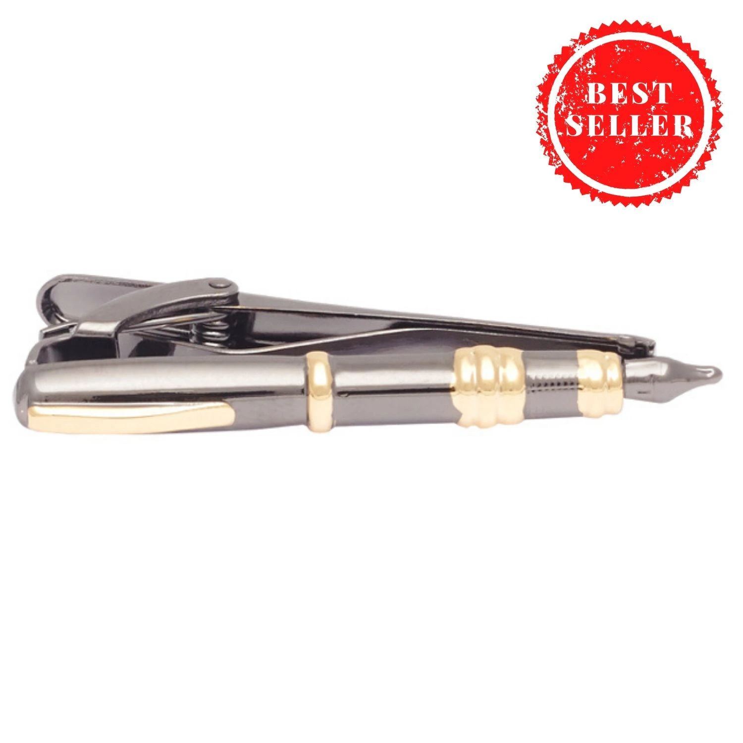 Fountain Pen Grey and Gold Tie Bar for Men