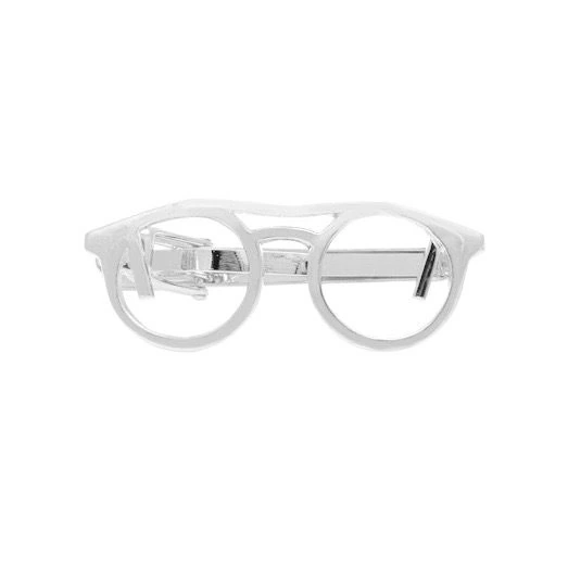 Round Spectacles Silver Tie Bar for Men