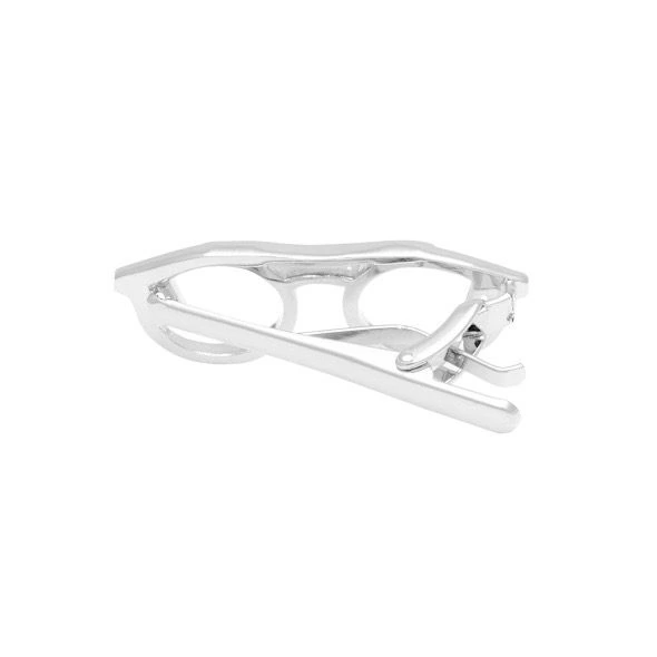 Round Spectacles Silver Tie Bar for Men