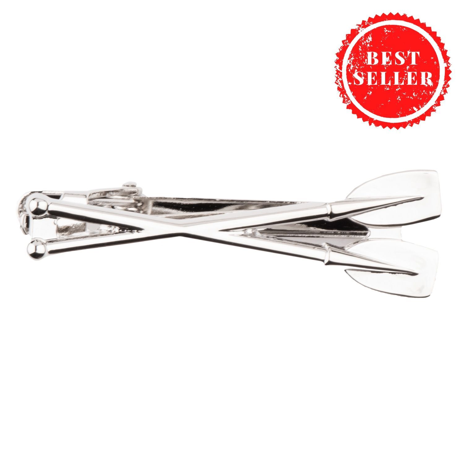 Crossed Rowing Silver Oars Tie Bar for Men