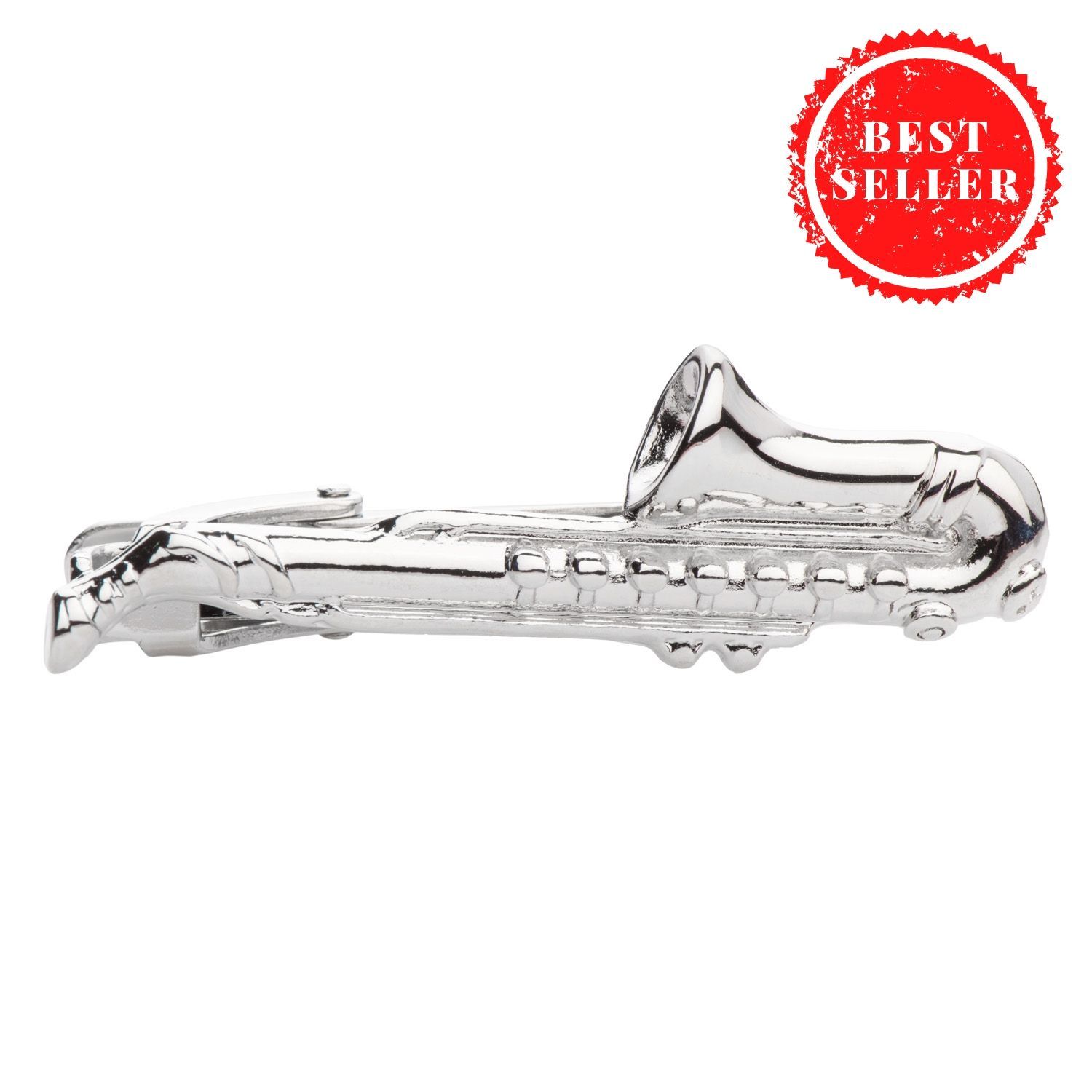 Saxophone Silver Tie Bar for Men