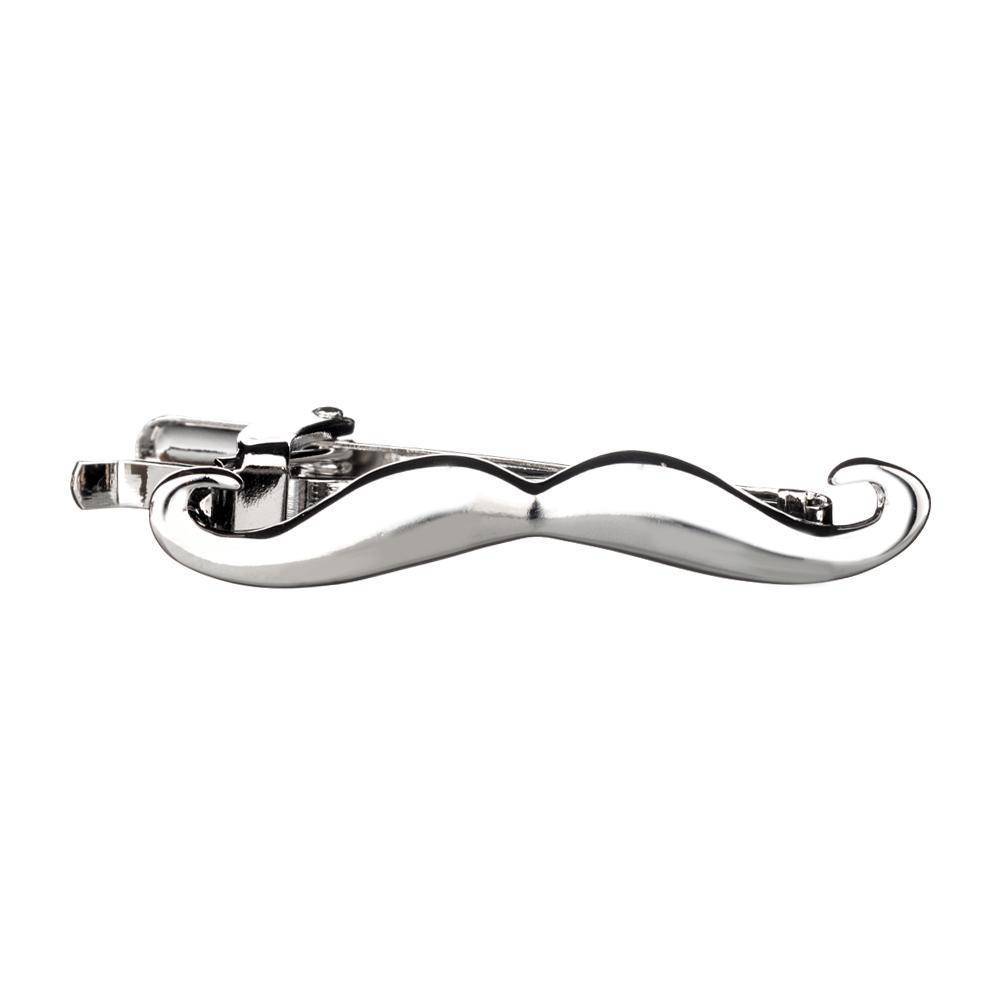 Curved Moustache Silver Tie Bar for Men